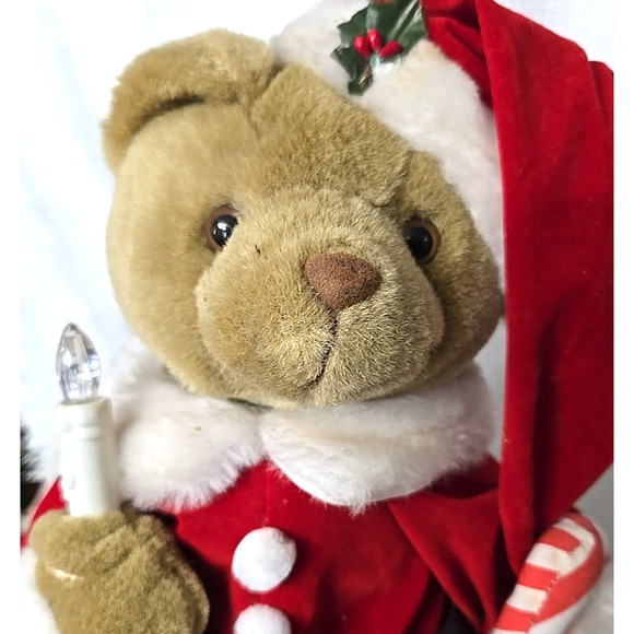 Vintage Twinkling Musical Teddies Mr & Mrs Claus Teddy Bear Holiday Christmas - Picture 5 of 11